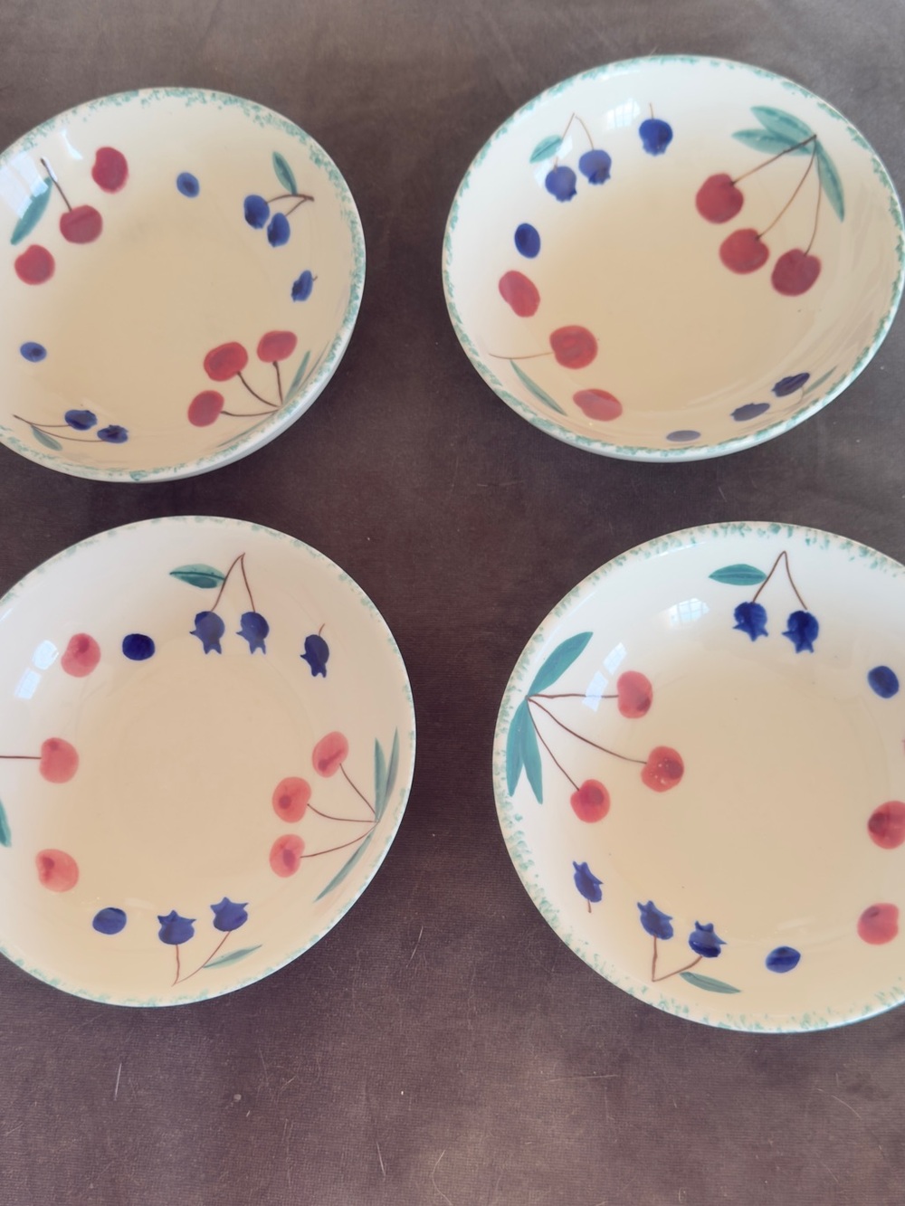 4 Hartstone Pottery Fruit Salad Stoneware 6.25” Cereal Soup Bowls Vintage Set 4